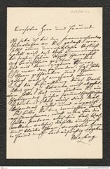 Nachlass Franz Steindachner, Brief von Ella Lang an Franz Steindachner, Inv.Nr. 285.03, Seite 1